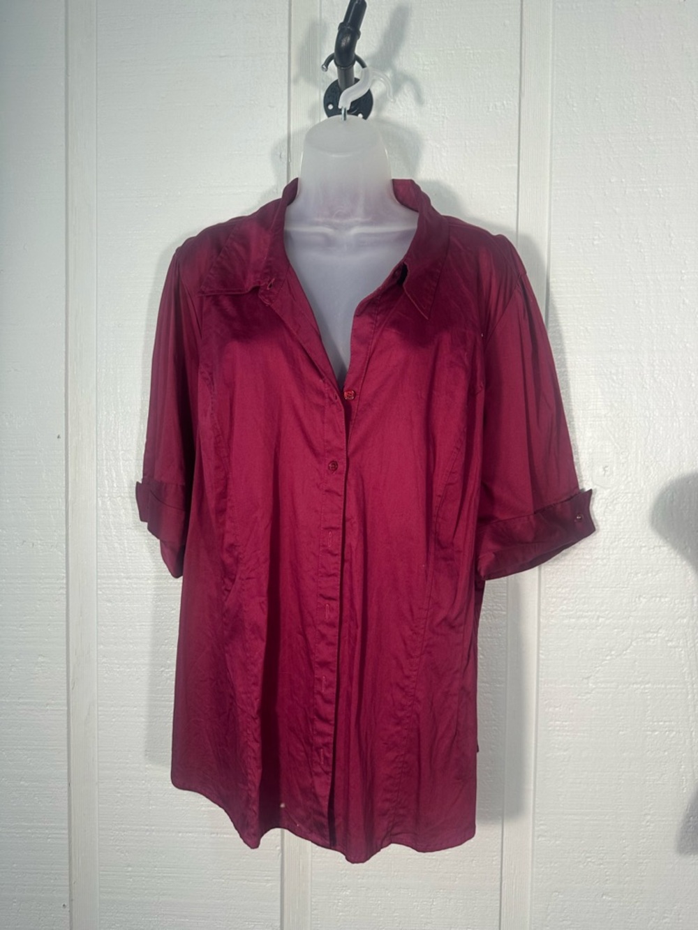 Lane Bryant Burgundy Button Down Top Size 22/24 EUC - Picture 2 of 7
